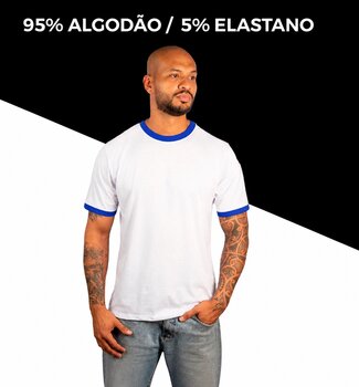 SELEÇÃO CAMISETA BASICA BRASIL COM ELASTANO BRANCA COM ROYAL