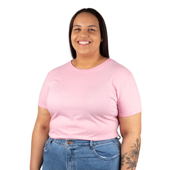 CAMISETA FEMININA PLUS SIZE LISA ROSA CLARO