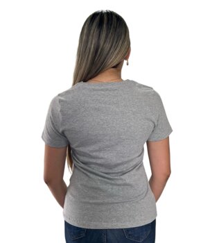 CAMISETA FEMININA LISA COM ELASTANO CINZA MESCLA