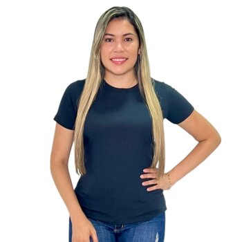 CAMISETA FEMININA LISA COM ELASTANO PRETA