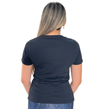 CAMISETA FEMININA LISA COM ELASTANO PRETA